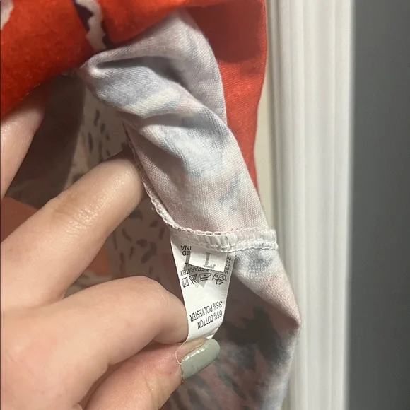 Navy and Orange Floral Midi Dress - Picture 2 of 4